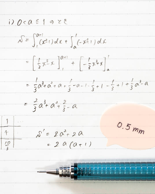0.5mmのシャープペンシルで書かれたノート
