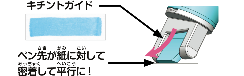 キチントガイド ペン先が紙に対して密着して平行に！